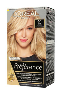 L'Oréal Hair Dye Recital Préférence Of 9.1 Very Bright Grey Blond