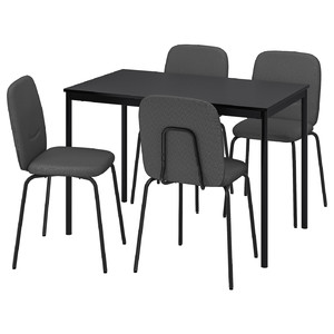 SANDSBERG / PÅBODA Table and 4 chairs, black/black/Remmarn dark grey, 110 cm