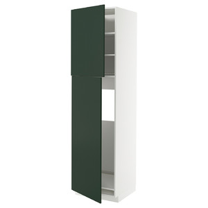 METOD High cabinet for fridge w 2 doors, white/Havstorp deep green, 60x60x220 cm