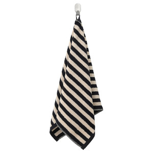 SLÅNHÖSTMAL Hand towel, black/light beige striped, 50x100 cm