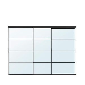 SKYTTA / AULI Sliding door combination, black/mirror glass, 276x205 cm