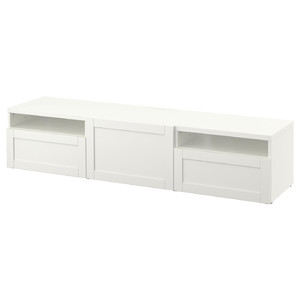 BESTÅ TV bench, white, Hanviken white, 180x42x39 cm