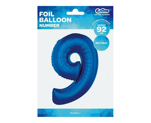 Foil Balloon Number 9, blue, 92cm