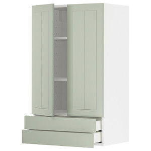 METOD / MAXIMERA Wall cabinet w 2 doors/2 drawers, white/Stensund light green, 60x100 cm