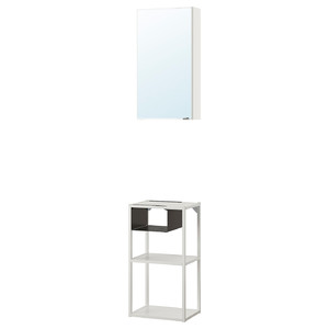 ENHET Wall storage comb w mirror door, white, 40x30x150 cm