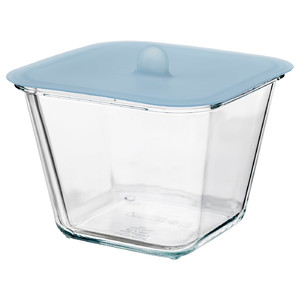 IKEA 365+ Food container with lid, square glass/silicone, 1.2 l
