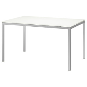 TORSBY Table, chrome plated, high gloss white, 135x85 cm