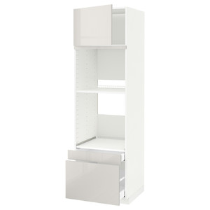 METOD / MAXIMERA Hi cab f ov/combi ov w dr/2 drwrs, white/Ringhult light grey, 60x60x200 cm