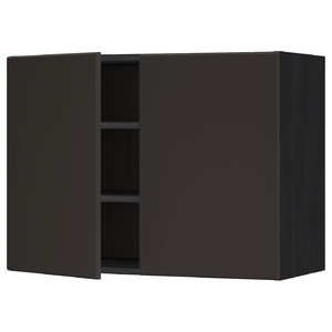 METOD Wall cabinet with shelves/2 doors, black/Kungsbacka anthracite, 80x60 cm