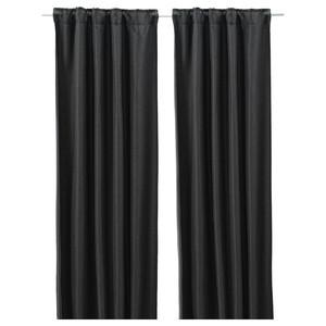 ANNAKAJSA Room darkening curtains, 1 pair, anthracite, 145x300 cm