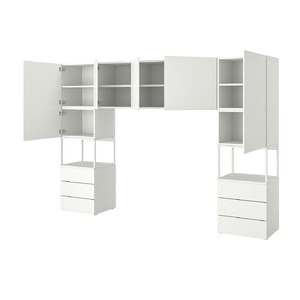 PLATSA Wardrobe with 7 doors+6 drawers, white, Fonnes white, 300x42x201 cm