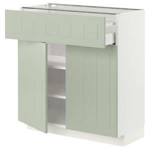 METOD / MAXIMERA Base cabinet with drawer/2 doors, white/Stensund light green, 80x37 cm