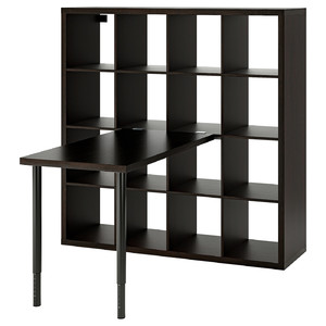 KALLAX / LINNMON Desk combination, black/black-brown, 147x139x147 cm