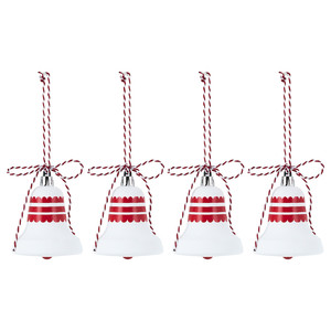 VINTERFINT Tree ornament, bell-shaped white/red