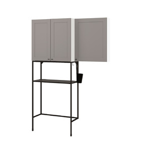 ENHET Storage combination for laundry, anthracite/grey frame, 140x32x204 cm