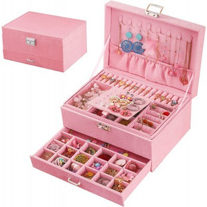 Jewellery Organizer Box, velvet, pink