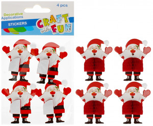 Craft Christmas Self-Adhesive Decorative Stickers Santa 4pcs