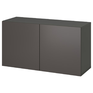 BESTÅ Shelf unit with doors, dark grey/Lappviken dark grey, 120x42x64 cm