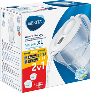 Brita Water Filter Jug 3.5l Marella XL with 2 Maxtra and Pure Performance Cartridges, white