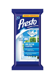 Presto Cleaning Cloths + Liquid 2in1 for glass and mirrors 30pcs