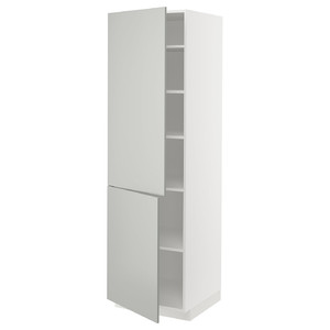 METOD High cabinet with shelves/2 doors, white/Havstorp light grey, 60x60x200 cm