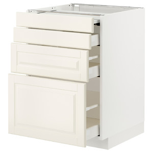 METOD / MAXIMERA Bc w pull-out work surface/3drw, white/Bodbyn off-white, 60x60 cm