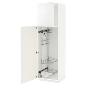 METOD High cabinet with cleaning interior, white/Ringhult white, 60x60x200 cm