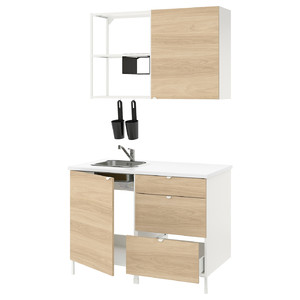 ENHET Kitchen, white, oak effect, 123x63.5x222 cm