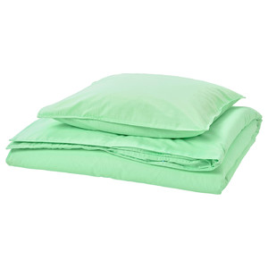 ÄNGSLILJA Duvet cover and pillowcase, light green, 150x200/50x60 cm