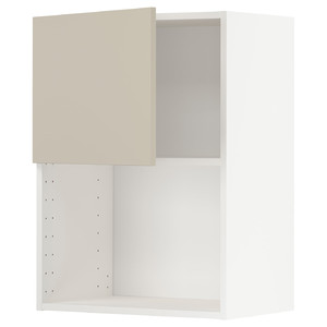 METOD Wall cabinet for microwave oven, white/Havstorp beige, 60x80 cm