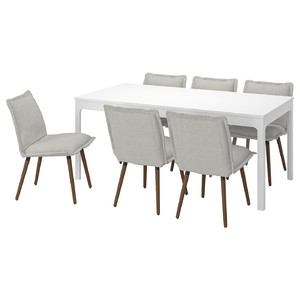 EKEDALEN / KLINTEN Table and 6 chairs, white/Kilanda light beige, 180/240 cm