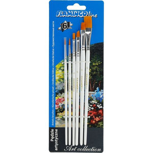 Flamingo Line Art Paint Brushes 6pcs