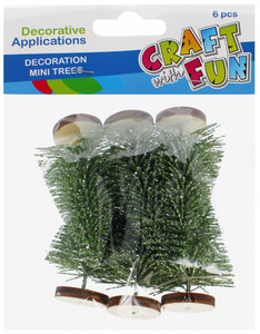 Craft Christmas Decoration Set Mini Christmas Tree 6pcs, green