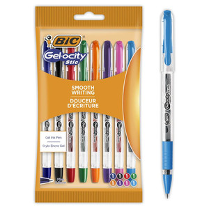 BIC Gel Pens Fine Point Gel-ocity Stic - Assorted Colours, Pack of 8