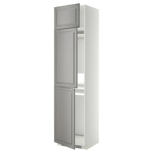 METOD High cab f fridge/freezer w 3 doors, white/Bodbyn grey, 60x60x240 cm