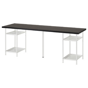 LAGKAPTEN / SPÄND Desk, black-brown/white, 200x60 cm