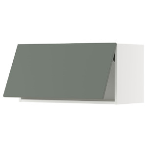 METOD Wall cabinet horizontal w push-open, white/Nickebo matt grey-green, 80x40 cm