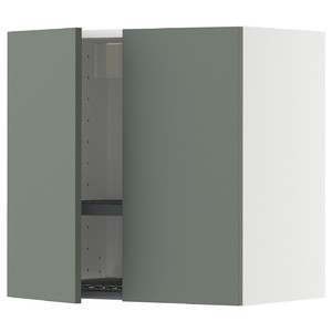 METOD Wall cabinet w dish drainer/2 doors, white/Nickebo matt grey-green, 60x60 cm