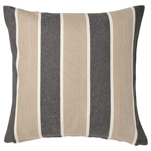 KORALLBUSKE Cushion cover, anthracite beige/stripe pattern, 50x50 cm