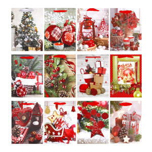 Christmas Gift Bag 18x23cm 12pcs, assorted patterns