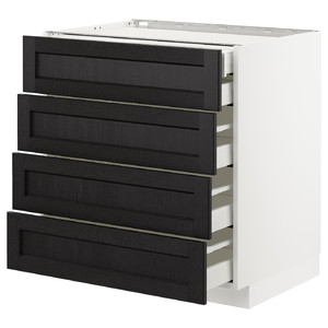 METOD/MAXIMERA Base cb 4 frnts/2 low/3 md drwrs, white/Lerhyttan black stained, 80x61.9x88 cm