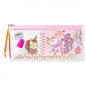 School Set Magical Unicorn - Notepad, Pencil, Hghlighter, Eraser, Sharpener