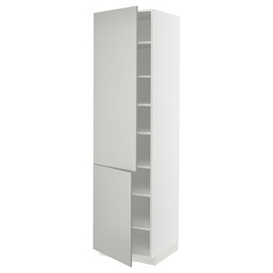 METOD High cabinet with shelves/2 doors, white/Havstorp light grey, 60x60x220 cm