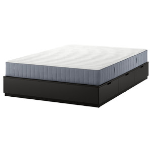 NORDLI Bed frame with storage and mattress, anthracite/Valevåg firm, 160x200 cm