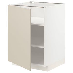 METOD Base cabinet with shelves, white/Havstorp beige, 60x60 cm