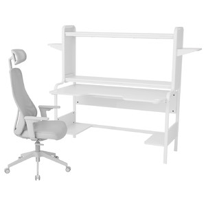 FREDDE / MATCHSPEL Gaming desk and chair, white/light grey