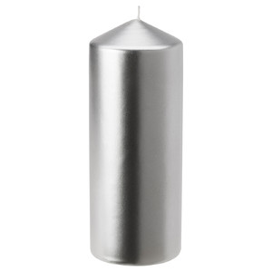 FENOMEN Unscented pillar candle, silver-colour, 70 hr