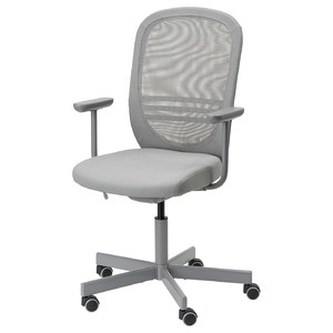 FLINTAN Office chair with armrests, Diseröd grey