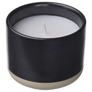 STÖRTSKÖN Scented candle in ceramic jar, Berries/black, 25 hr