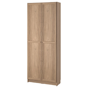 BILLY Bookcase with doors, oak effect, 80x30x202 cm